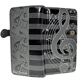 Music Note Large Wallet for Women amd Teen Girls Faux Vegan Leather 7" Grey $19.66 Wallets