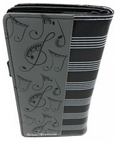 Music Note Large Wallet for Women amd Teen Girls Faux Vegan Leather 7" Grey $19.66 Wallets