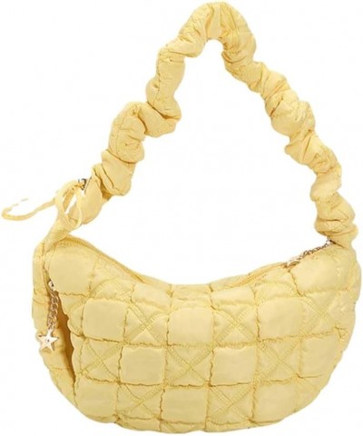 Cloud Quilted Bag for Women Handbag Hobo Designer Bag Ruched Shoulder Crossbody Bags Tote Purse Casual Bag Yellow $12.13 Totes