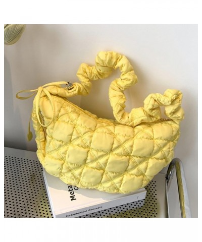 Cloud Quilted Bag for Women Handbag Hobo Designer Bag Ruched Shoulder Crossbody Bags Tote Purse Casual Bag Yellow $12.13 Totes