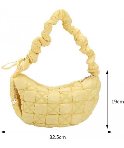 Cloud Quilted Bag for Women Handbag Hobo Designer Bag Ruched Shoulder Crossbody Bags Tote Purse Casual Bag Yellow $12.13 Totes