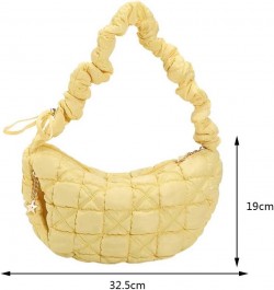 Cloud Quilted Bag for Women Handbag Hobo Designer Bag Ruched Shoulder Crossbody Bags Tote Purse Casual Bag Yellow $12.13 Totes