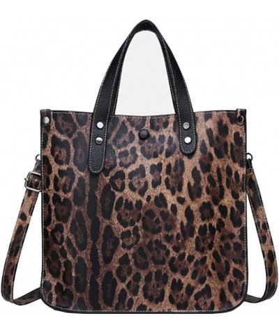 2PCS Women Handbag Set Purse Satchel Leopard PU Shoulder Top-handle Bag Hobo Tote Brown Brown $34.76 Totes