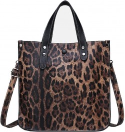 2PCS Women Handbag Set Purse Satchel Leopard PU Shoulder Top-handle Bag Hobo Tote Brown Brown $34.76 Totes