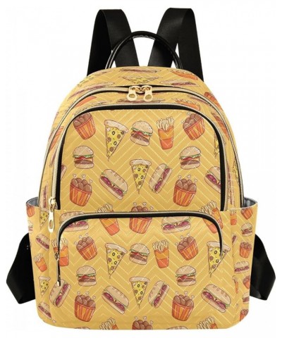 Pizza Burger and Drumsticks Orange Women Backpack Purse Ladies Fashion Shoulder Bag Daypack Travel Bag 10L Small $19.24 Backp...