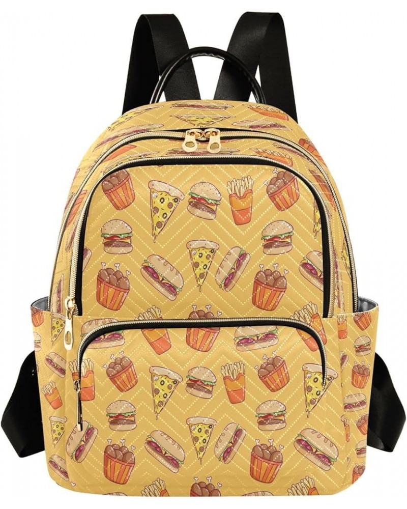 Pizza Burger and Drumsticks Orange Women Backpack Purse Ladies Fashion Shoulder Bag Daypack Travel Bag 10L Small $19.24 Backp...