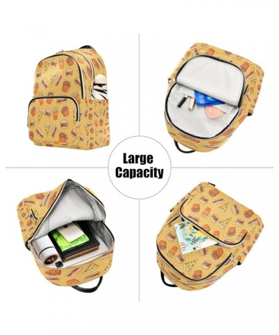 Pizza Burger and Drumsticks Orange Women Backpack Purse Ladies Fashion Shoulder Bag Daypack Travel Bag 10L Small $19.24 Backp...