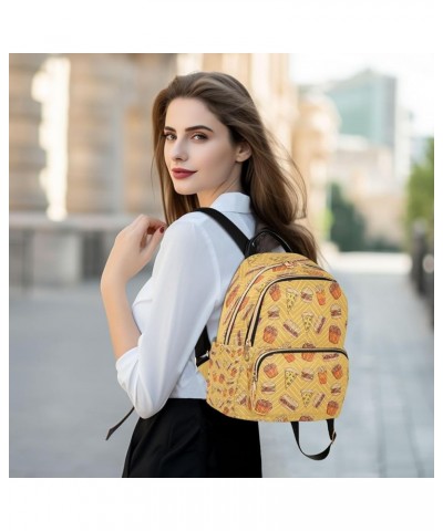 Pizza Burger and Drumsticks Orange Women Backpack Purse Ladies Fashion Shoulder Bag Daypack Travel Bag 10L Small $19.24 Backp...