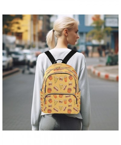 Pizza Burger and Drumsticks Orange Women Backpack Purse Ladies Fashion Shoulder Bag Daypack Travel Bag 10L Small $19.24 Backp...