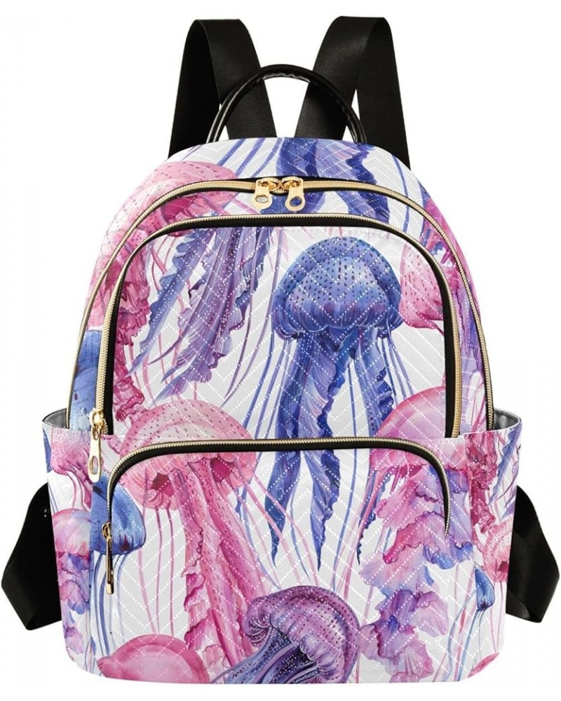 Small Backpack for Women Travel Bag Pink Purple Jellyfishes Daypack Purse Fashion Shoulder Bag Rucksack Medium B334 $10.66 Ba...