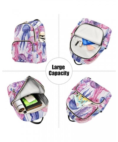 Small Backpack for Women Travel Bag Pink Purple Jellyfishes Daypack Purse Fashion Shoulder Bag Rucksack Medium B334 $10.66 Ba...