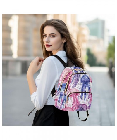 Small Backpack for Women Travel Bag Pink Purple Jellyfishes Daypack Purse Fashion Shoulder Bag Rucksack Medium B334 $10.66 Ba...