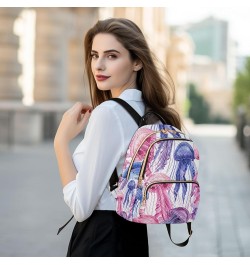 Small Backpack for Women Travel Bag Pink Purple Jellyfishes Daypack Purse Fashion Shoulder Bag Rucksack Medium B334 $10.66 Ba...