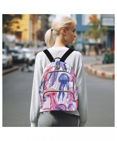 Small Backpack for Women Travel Bag Pink Purple Jellyfishes Daypack Purse Fashion Shoulder Bag Rucksack Medium B334 $10.66 Ba...