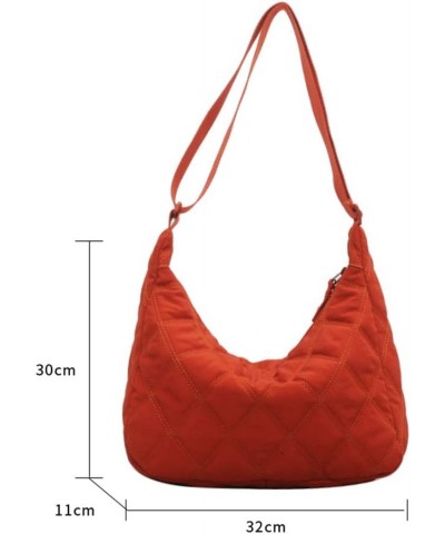 Quilted Tote Bags for Women trendy bags Lightweight Puffer Tote Bag Cotton Padded Shoulder Bag Lattice B-orange $14.03 Totes