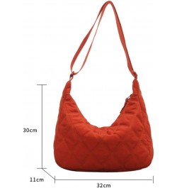 Quilted Tote Bags for Women trendy bags Lightweight Puffer Tote Bag Cotton Padded Shoulder Bag Lattice B-orange $14.03 Totes