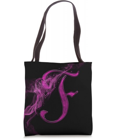 Smoke Heart Letter F Pink Fire Steam Fog Whirl Love Name Tote Bag $8.96 Totes