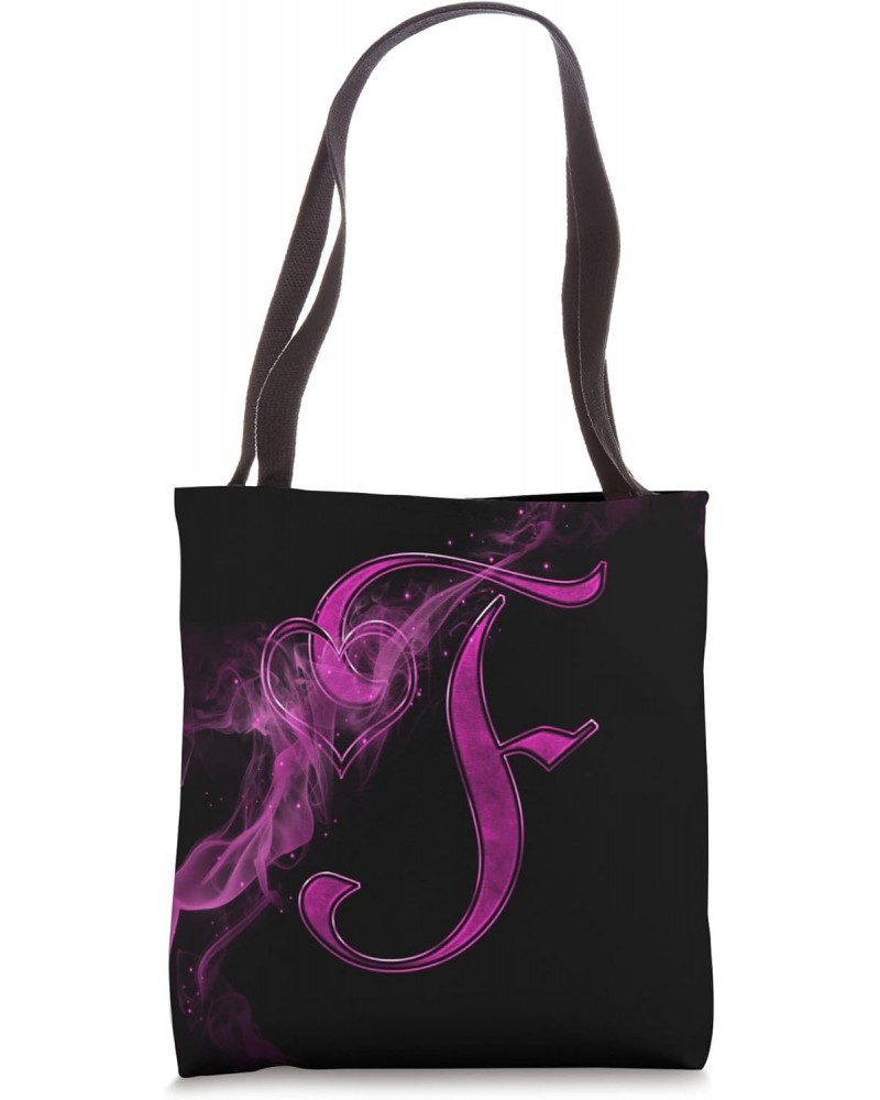 Smoke Heart Letter F Pink Fire Steam Fog Whirl Love Name Tote Bag $8.96 Totes