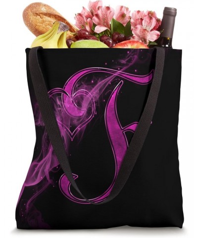 Smoke Heart Letter F Pink Fire Steam Fog Whirl Love Name Tote Bag $8.96 Totes