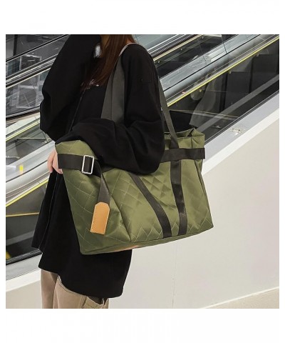 Women Quilted Puffer Tote Bag Lar ity Quilted Hobo Litweit Shoulr Bag Green $12.24 Totes