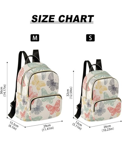 Women Backpack Doodle Butterfly Rainbow Retro Anti-Theft Travel Backpack with Luggage Belt Lightweight Handbag Lady Purse Roo...