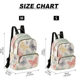 Women Backpack Doodle Butterfly Rainbow Retro Anti-Theft Travel Backpack with Luggage Belt Lightweight Handbag Lady Purse Roo...