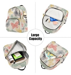 Women Backpack Doodle Butterfly Rainbow Retro Anti-Theft Travel Backpack with Luggage Belt Lightweight Handbag Lady Purse Roo...