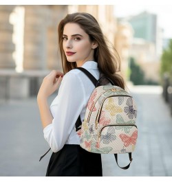 Women Backpack Doodle Butterfly Rainbow Retro Anti-Theft Travel Backpack with Luggage Belt Lightweight Handbag Lady Purse Roo...