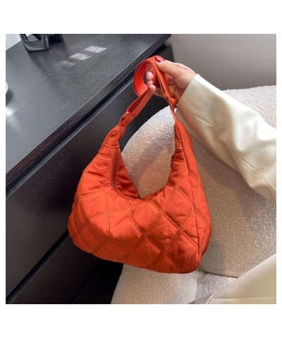 Quilted Tote Bags for Women trendy bags Lightweight Puffer Tote Bag Cotton Padded Shoulder Bag Lattice B-orange $14.03 Totes