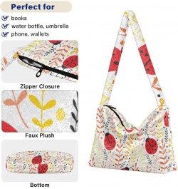 Women Boho Handbag Ladybug Spring Leaves Underarm Bag Tote Bag Shoulder Bag Crossbody Bag Fluffy Cell Phone Purse Patriot Lad...