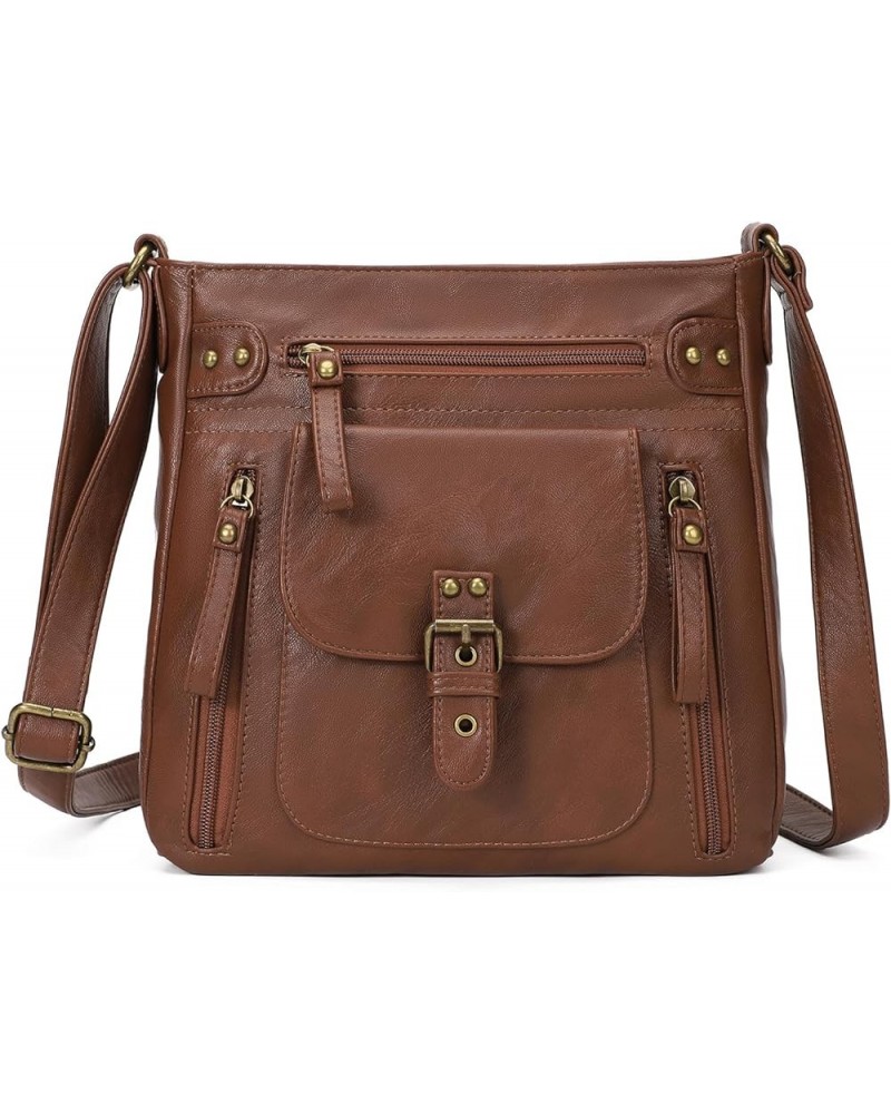 Crossbody Bags for Women, Multi Pocket Shoulder Bags, Medium PU Leather Cross Body Purses 01-chestnut Brown $35.19 Totes