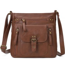 Crossbody Bags for Women, Multi Pocket Shoulder Bags, Medium PU Leather Cross Body Purses 01-chestnut Brown $35.19 Totes