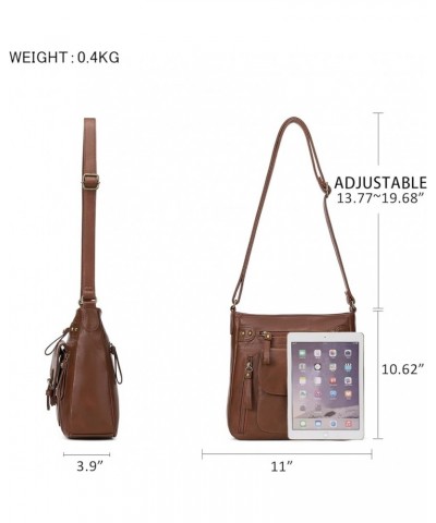 Crossbody Bags for Women, Multi Pocket Shoulder Bags, Medium PU Leather Cross Body Purses 01-chestnut Brown $35.19 Totes