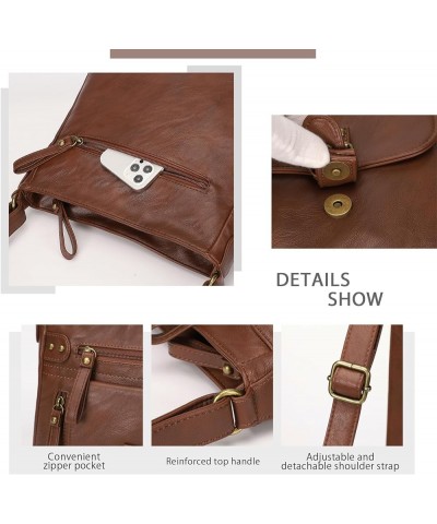 Crossbody Bags for Women, Multi Pocket Shoulder Bags, Medium PU Leather Cross Body Purses 01-chestnut Brown $35.19 Totes