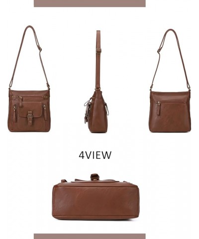 Crossbody Bags for Women, Multi Pocket Shoulder Bags, Medium PU Leather Cross Body Purses 01-chestnut Brown $35.19 Totes