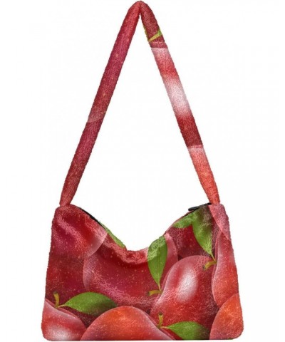 Fruits Furry Tote Bag for Women Crossbody Bag Shoulder Bag Purse Tote Handbag with Zipper for Autumn Winter $11.75 Totes