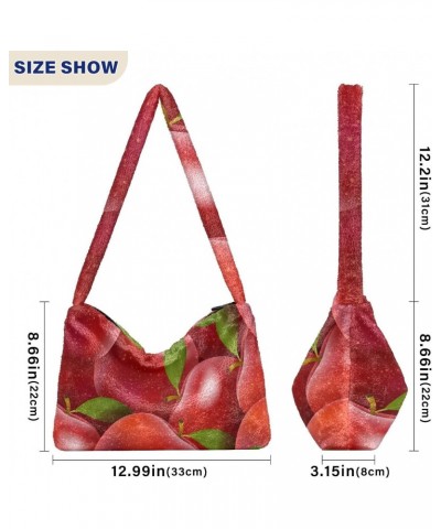 Fruits Furry Tote Bag for Women Crossbody Bag Shoulder Bag Purse Tote Handbag with Zipper for Autumn Winter $11.75 Totes