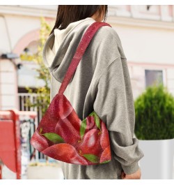 Fruits Furry Tote Bag for Women Crossbody Bag Shoulder Bag Purse Tote Handbag with Zipper for Autumn Winter $11.75 Totes