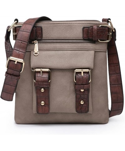 Women Lightweight Crossbody Bags Soft Vegan Leather Messenger Bag Shoulder Bag Travel Purse Stone $13.44 Crossbody Bags