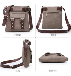 Women Lightweight Crossbody Bags Soft Vegan Leather Messenger Bag Shoulder Bag Travel Purse Stone $13.44 Crossbody Bags