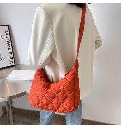 Quilted Tote Bags for Women trendy bags Lightweight Puffer Tote Bag Cotton Padded Shoulder Bag Lattice B-orange $14.03 Totes