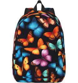 Colorful Butterfly Print Lightweight Travel Canvas Backpack Casual Daypack For Men Women Work, Sports, Beach Black Small $18....