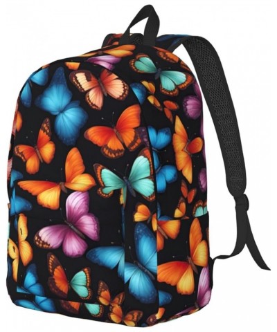 Colorful Butterfly Print Lightweight Travel Canvas Backpack Casual Daypack For Men Women Work, Sports, Beach Black Small $18....