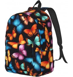 Colorful Butterfly Print Lightweight Travel Canvas Backpack Casual Daypack For Men Women Work, Sports, Beach Black Small $18....