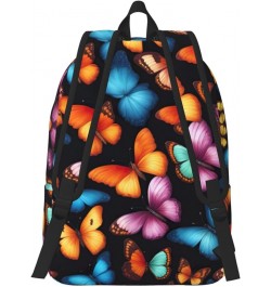 Colorful Butterfly Print Lightweight Travel Canvas Backpack Casual Daypack For Men Women Work, Sports, Beach Black Small $18....