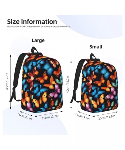 Colorful Butterfly Print Lightweight Travel Canvas Backpack Casual Daypack For Men Women Work, Sports, Beach Black Small $18....