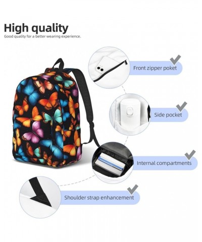 Colorful Butterfly Print Lightweight Travel Canvas Backpack Casual Daypack For Men Women Work, Sports, Beach Black Small $18....