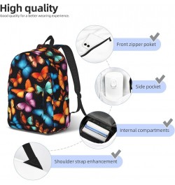 Colorful Butterfly Print Lightweight Travel Canvas Backpack Casual Daypack For Men Women Work, Sports, Beach Black Small $18....