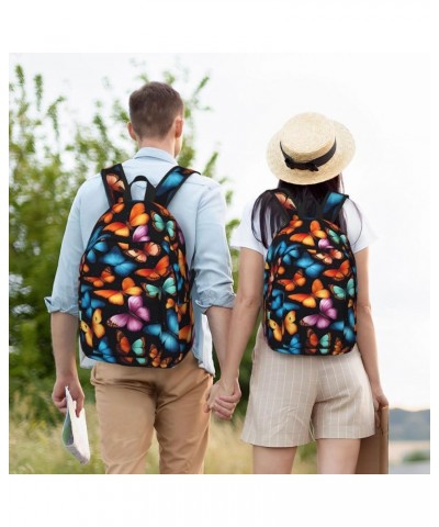 Colorful Butterfly Print Lightweight Travel Canvas Backpack Casual Daypack For Men Women Work, Sports, Beach Black Small $18....