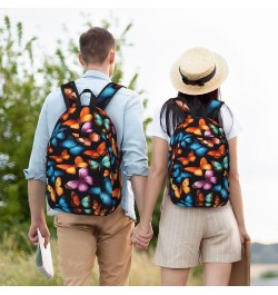 Colorful Butterfly Print Lightweight Travel Canvas Backpack Casual Daypack For Men Women Work, Sports, Beach Black Small $18....